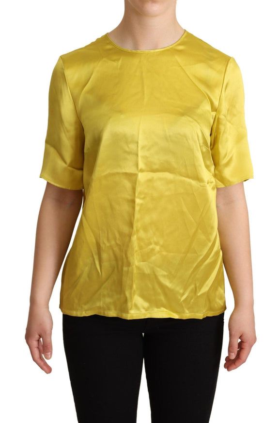 Dolce & Gabbana Yellow Silk Short Sleeve Blouse T-shirt - Ellie Belle