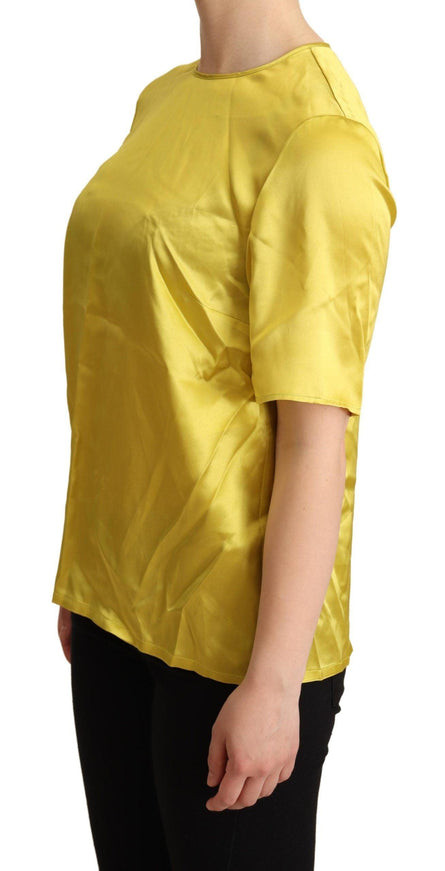 Dolce & Gabbana Yellow Silk Short Sleeve Blouse T-shirt - Ellie Belle