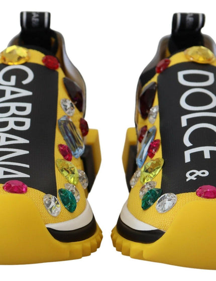 Dolce & Gabbana Yellow Sorrento Crystals Sneakers Shoes - Ellie Belle