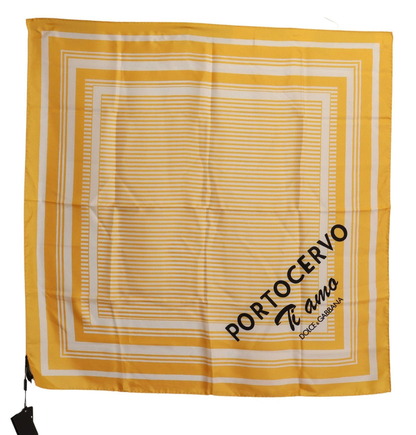 Dolce & Gabbana Yellow Striped Silk Square Foulard Scarf - Ellie Belle