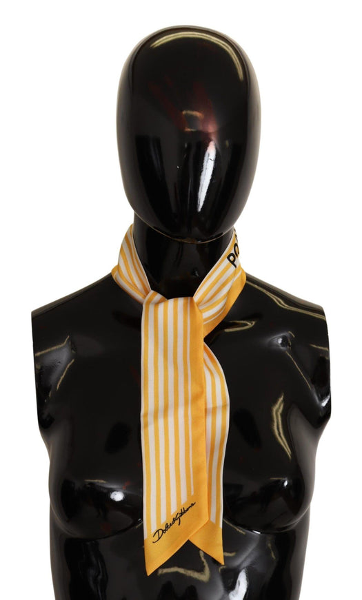 Dolce & Gabbana Yellow Stripes Twill Silk Foulard ShawlScarf - Ellie Belle