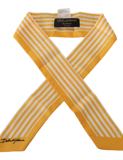 Dolce & Gabbana Yellow Stripes Twill Silk Foulard ShawlScarf - Ellie Belle