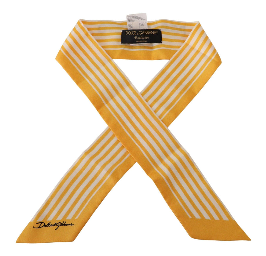 Dolce & Gabbana Yellow Stripes Twill Silk Foulard ShawlScarf - Ellie Belle