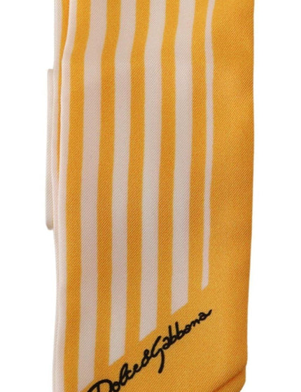 Dolce & Gabbana Yellow Stripes Twill Silk Foulard ShawlScarf - Ellie Belle