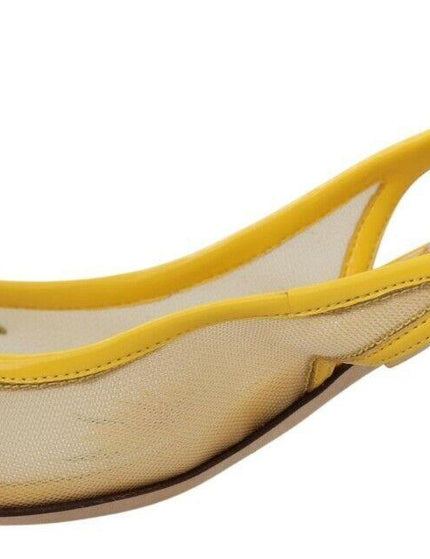 Dolce & Gabbana Yellow Sunflower Mesh Heels Slingback Shoes - Ellie Belle