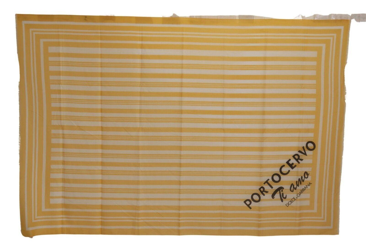 Dolce & Gabbana Yellow White Striped Portocervo Shawl Scarf - Ellie Belle