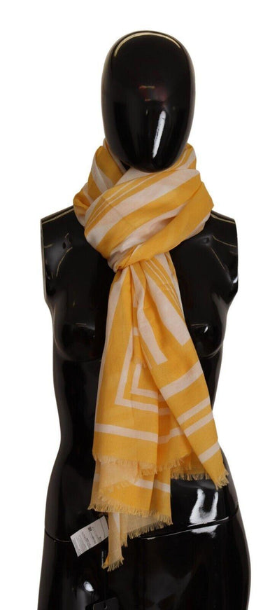 Dolce & Gabbana Yellow White Striped Portocervo Shawl Scarf - Ellie Belle