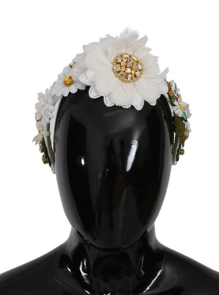 Dolce & Gabbana Yellow White Sunflower Crystal Floral Headband - Ellie Belle
