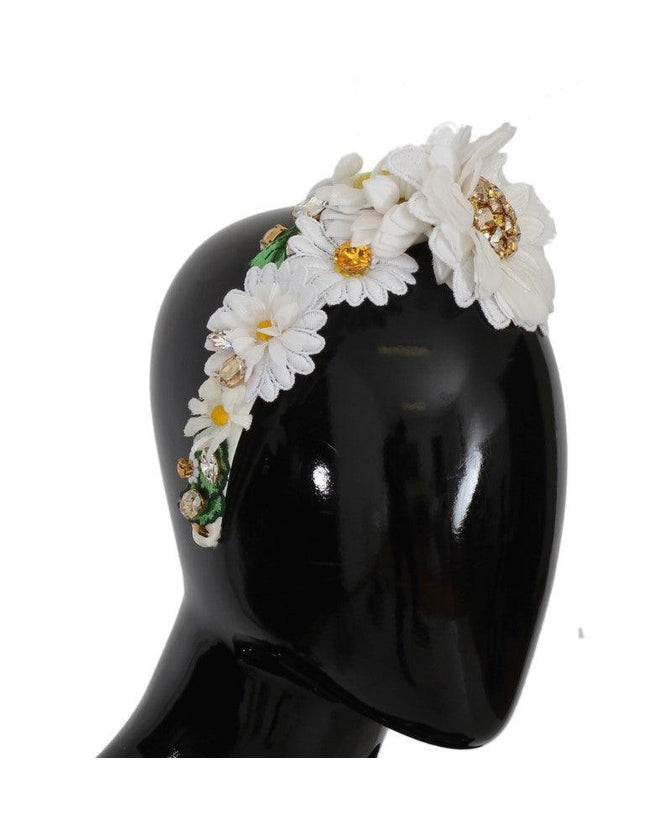Dolce & Gabbana Yellow White Sunflower Crystal Floral Headband - Ellie Belle