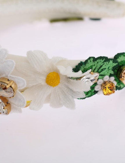 Dolce & Gabbana Yellow White Sunflower Crystal Headband - Ellie Belle