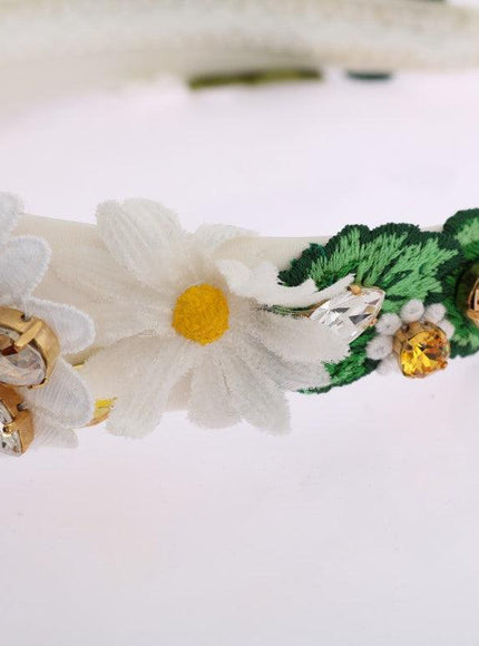 Dolce & Gabbana Yellow White Sunflower Crystal Headband - Ellie Belle