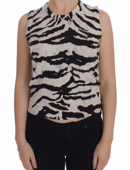 Dolce & Gabbana Zebra 100% Cashmere Knit Top Vest Tank Top - Ellie Belle