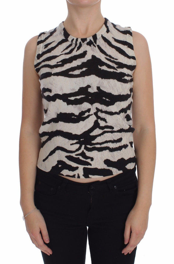 Dolce & Gabbana Zebra 100% Cashmere Knit Top Vest Tank Top