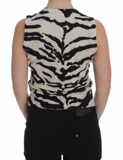 Dolce & Gabbana Zebra 100% Cashmere Knit Top Vest Tank Top - Ellie Belle