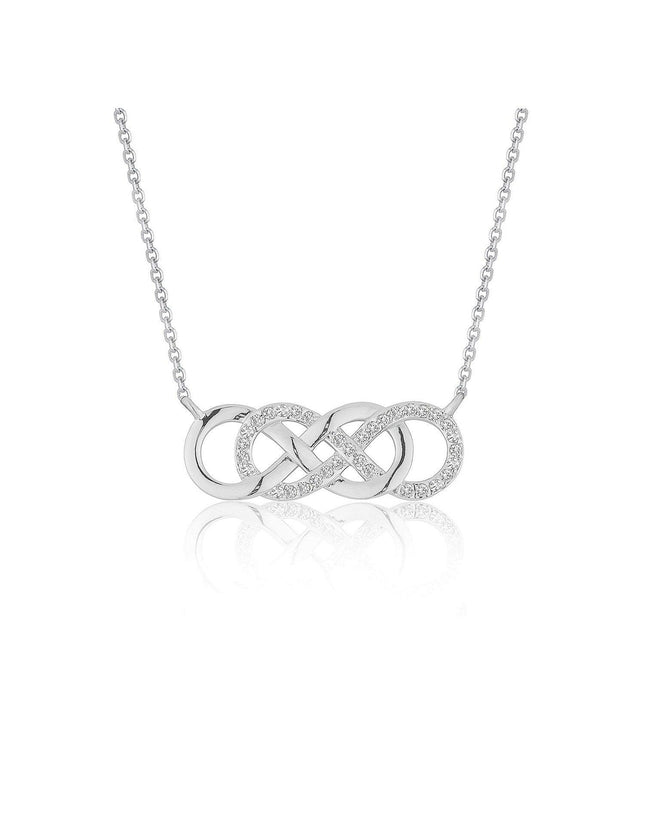 Double Infinity Diamond Pendant in 14k White Gold - Ellie Belle