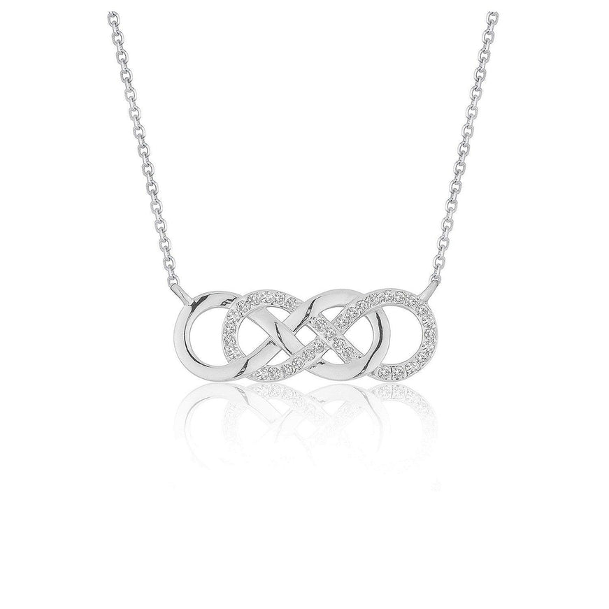 Double Infinity Diamond Pendant in 14k White Gold - Ellie Belle