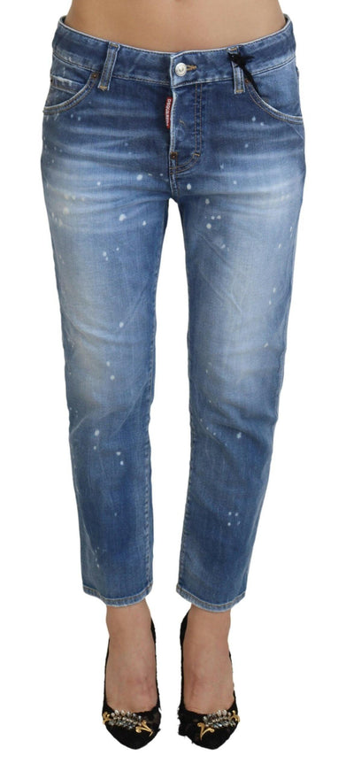 Dsquared² Blue Cotton Low Waist Cropped Denim Cool Girl Jeans - Ellie Belle