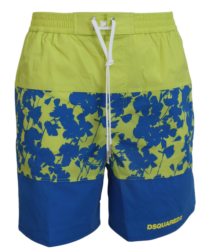 Dsquared² Blue Green Logo Print Men Beachwear Shorts Swimwear - Ellie Belle