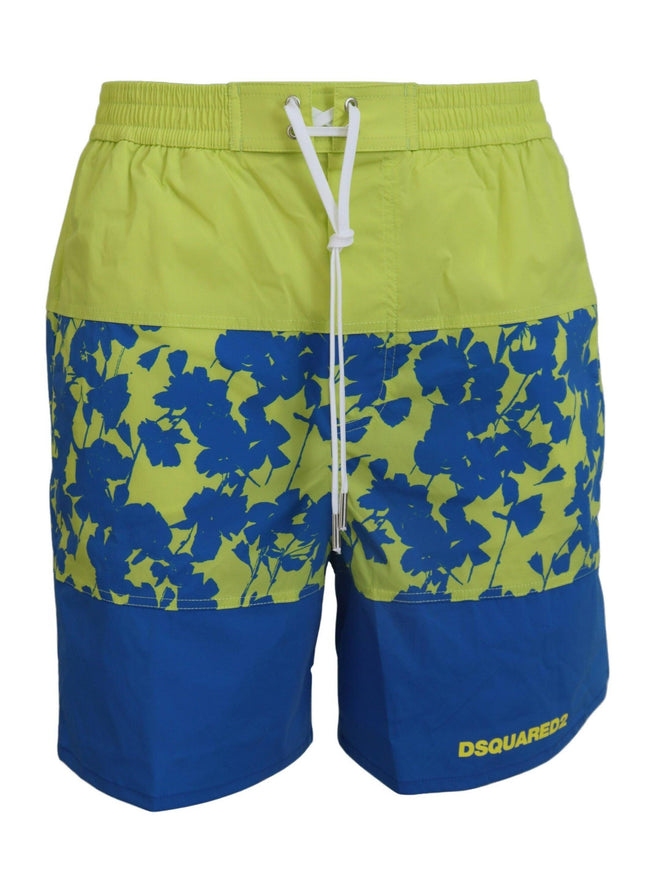 Dsquared² Blue Green Logo Print Men Beachwear Shorts Swimwear - Ellie Belle