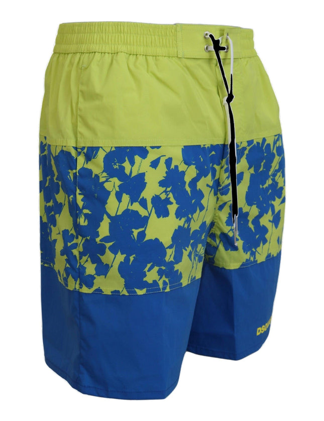 Dsquared² Blue Green Logo Print Men Beachwear Shorts Swimwear - Ellie Belle