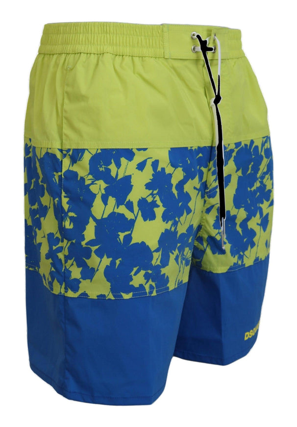 Dsquared² Blue Green Logo Print Men Beachwear Shorts Swimwear - Ellie Belle