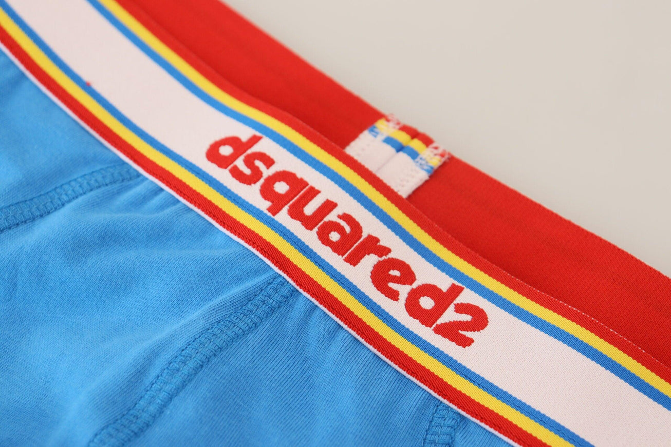 Dsquared² Blue Logo Stripes Cotton Stretch Men Brief Underwear - Ellie Belle