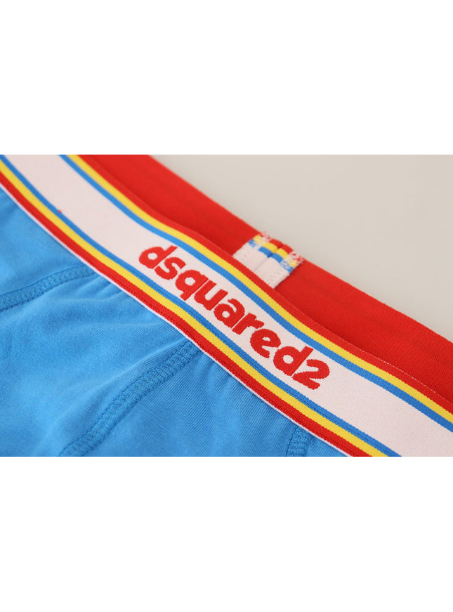 Dsquared² Blue Logo Stripes Cotton Stretch Men Brief Underwear - Ellie Belle