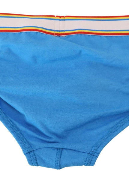 Dsquared² Blue Logo Stripes Cotton Stretch Men Brief Underwear - Ellie Belle