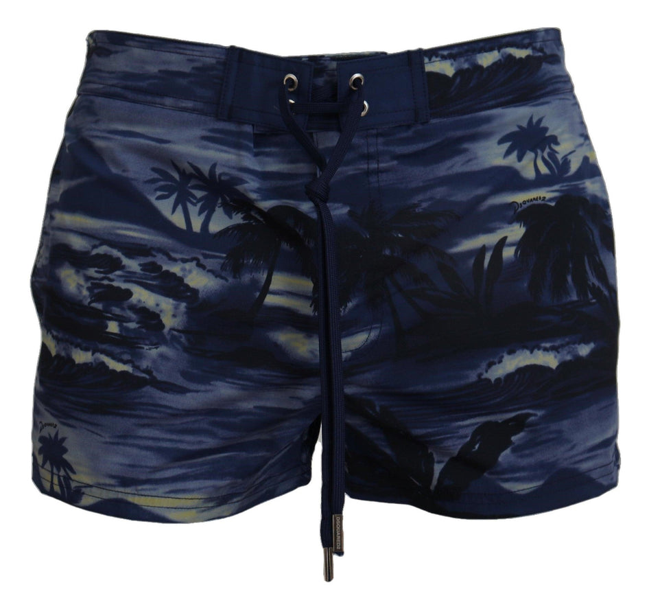 Dsquared² Blue Tropical Wave Design Beachwear Shorts Swimwear - Ellie Belle