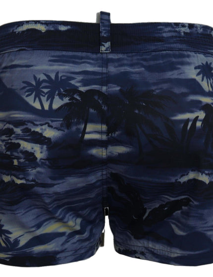 Dsquared² Blue Tropical Wave Design Beachwear Shorts Swimwear - Ellie Belle