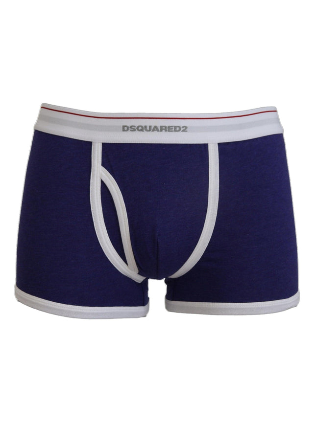 Dsquared² Blue White Logo Cotton Stretch Men Trunk Underwear - Ellie Belle