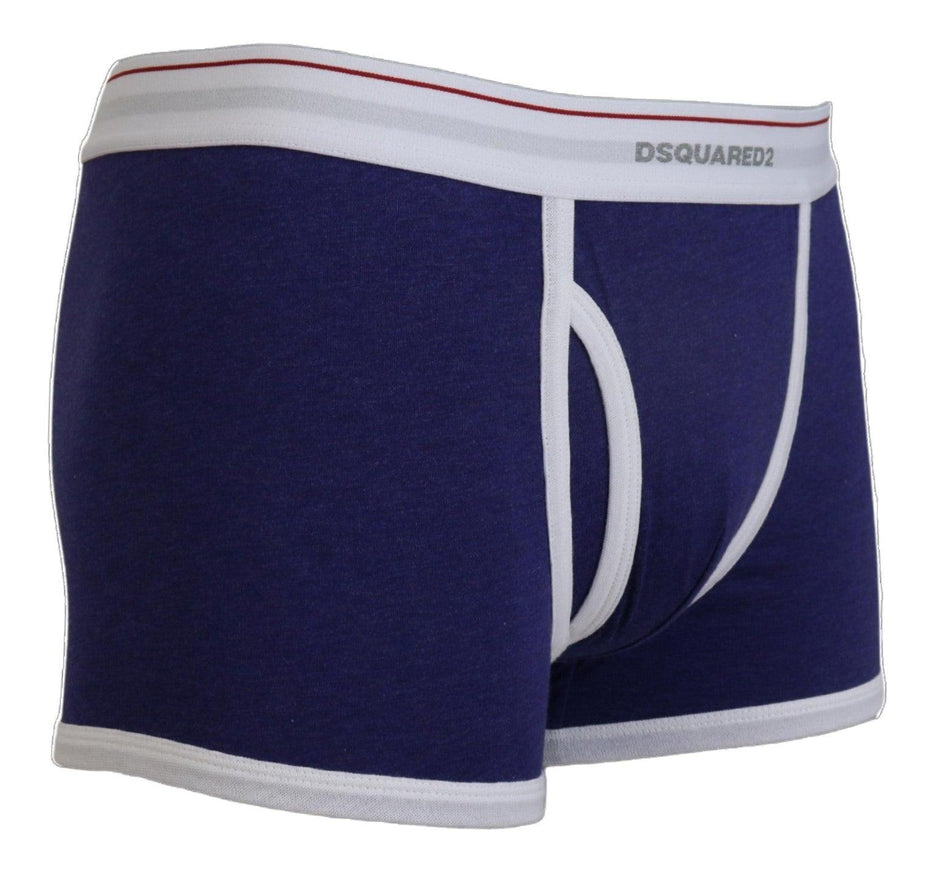 Dsquared² Blue White Logo Cotton Stretch Men Trunk Underwear - Ellie Belle