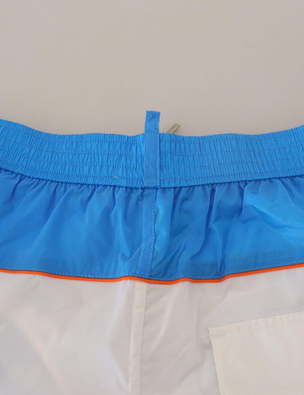 Dsquared² Blue White Logo Print Men Beachwear Shorts Swimwear - Ellie Belle
