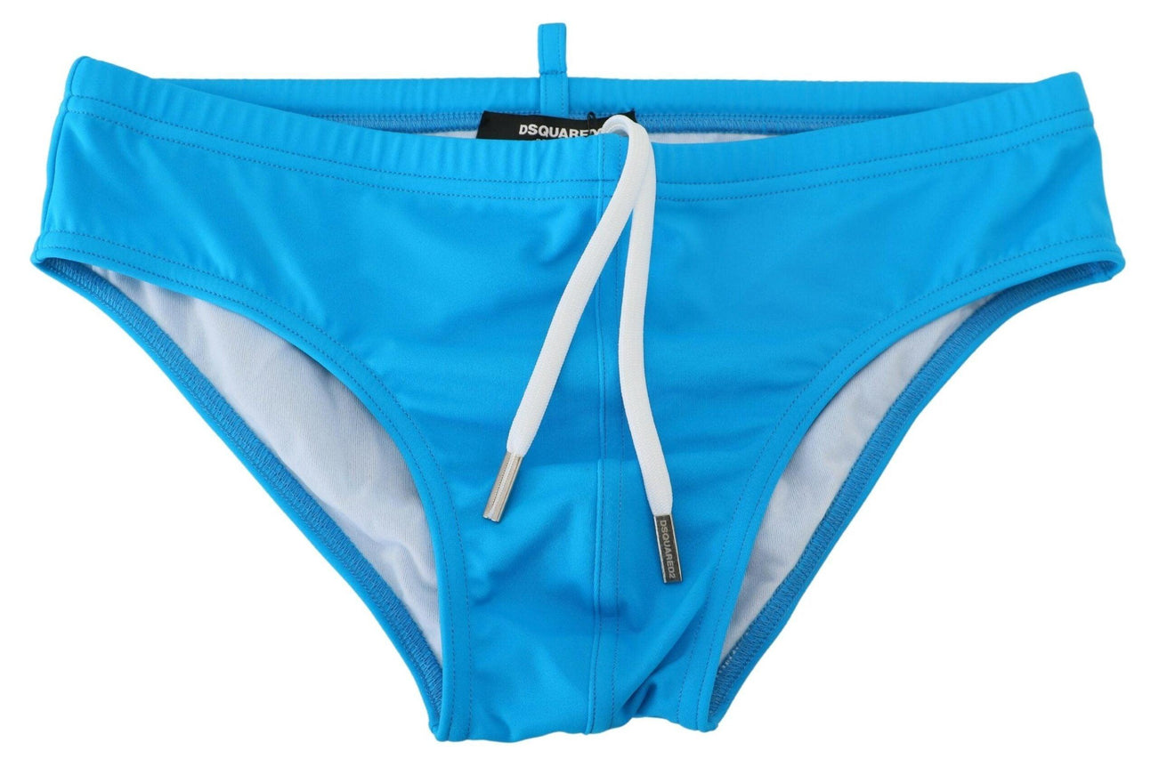 Dsquared² Blue Yellow Logo Print Men Swim Brief Swimwear - Ellie Belle