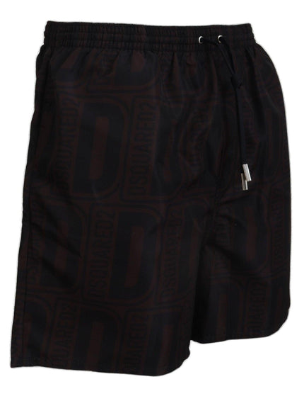 Dsquared² Brown Black Print Men Beachwear Shorts Swimwear - Ellie Belle