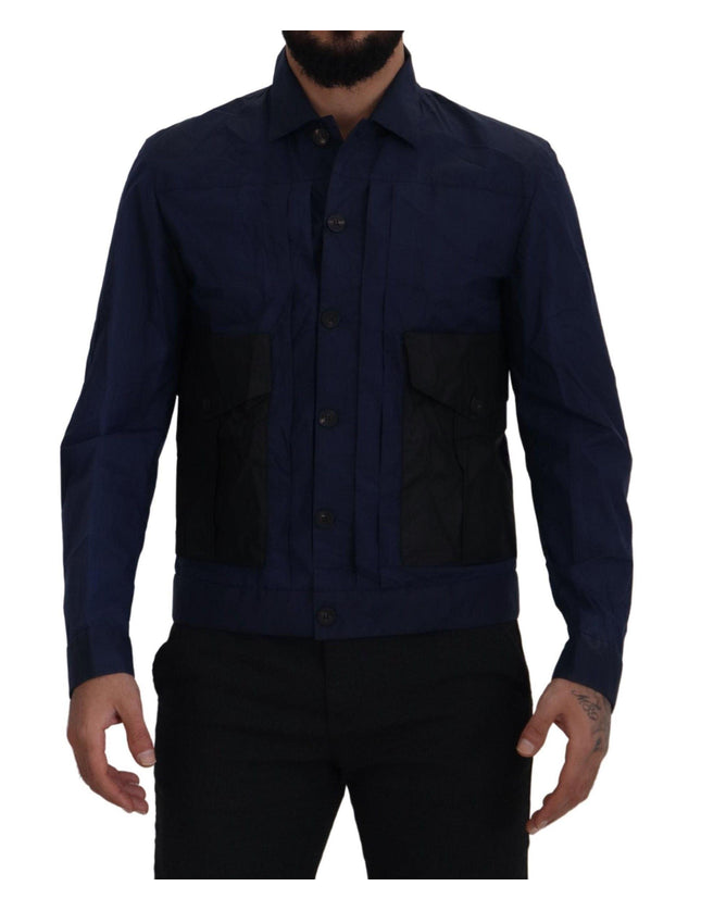 Dsquared² Dark Blue Cotton Collared Long Sleeves Casual Shirt - Ellie Belle