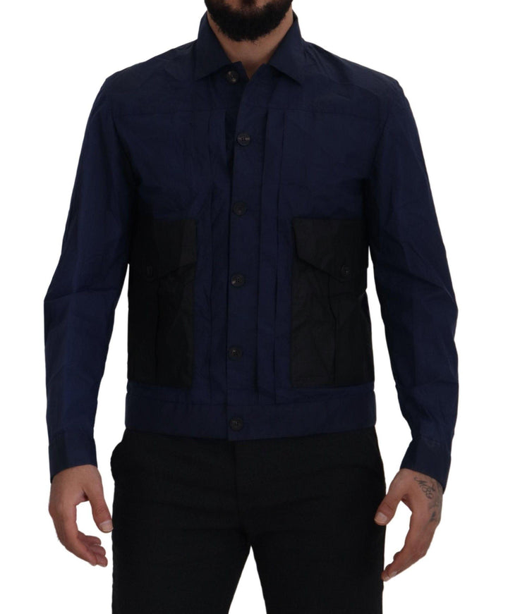 Dsquared² Dark Blue Cotton Collared Long Sleeves Casual Shirt - Ellie Belle