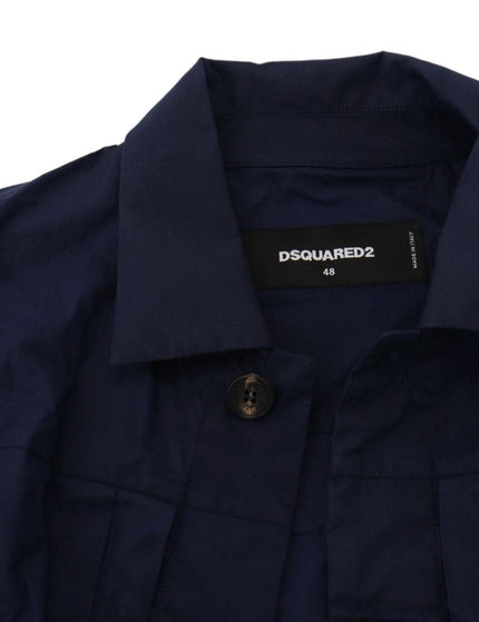 Dsquared² Dark Blue Cotton Collared Long Sleeves Casual Shirt - Ellie Belle