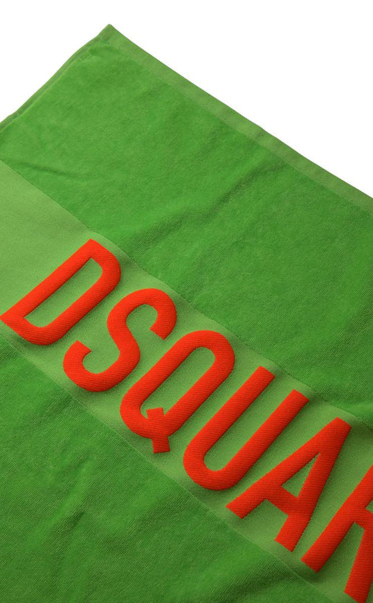 Dsquared² Green Logo Print Cotton Soft Unisex Beach Towel - Ellie Belle