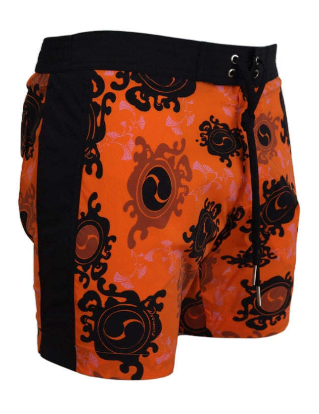 Dsquared² Orange Black Printed Men Beachwear Shorts Swimwear - Ellie Belle