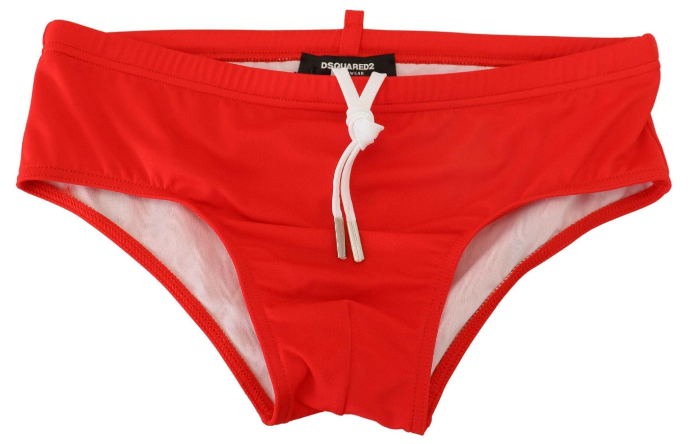 Dsquared² Red Black ICON Print Mens Swim Brief Swimwear - Ellie Belle