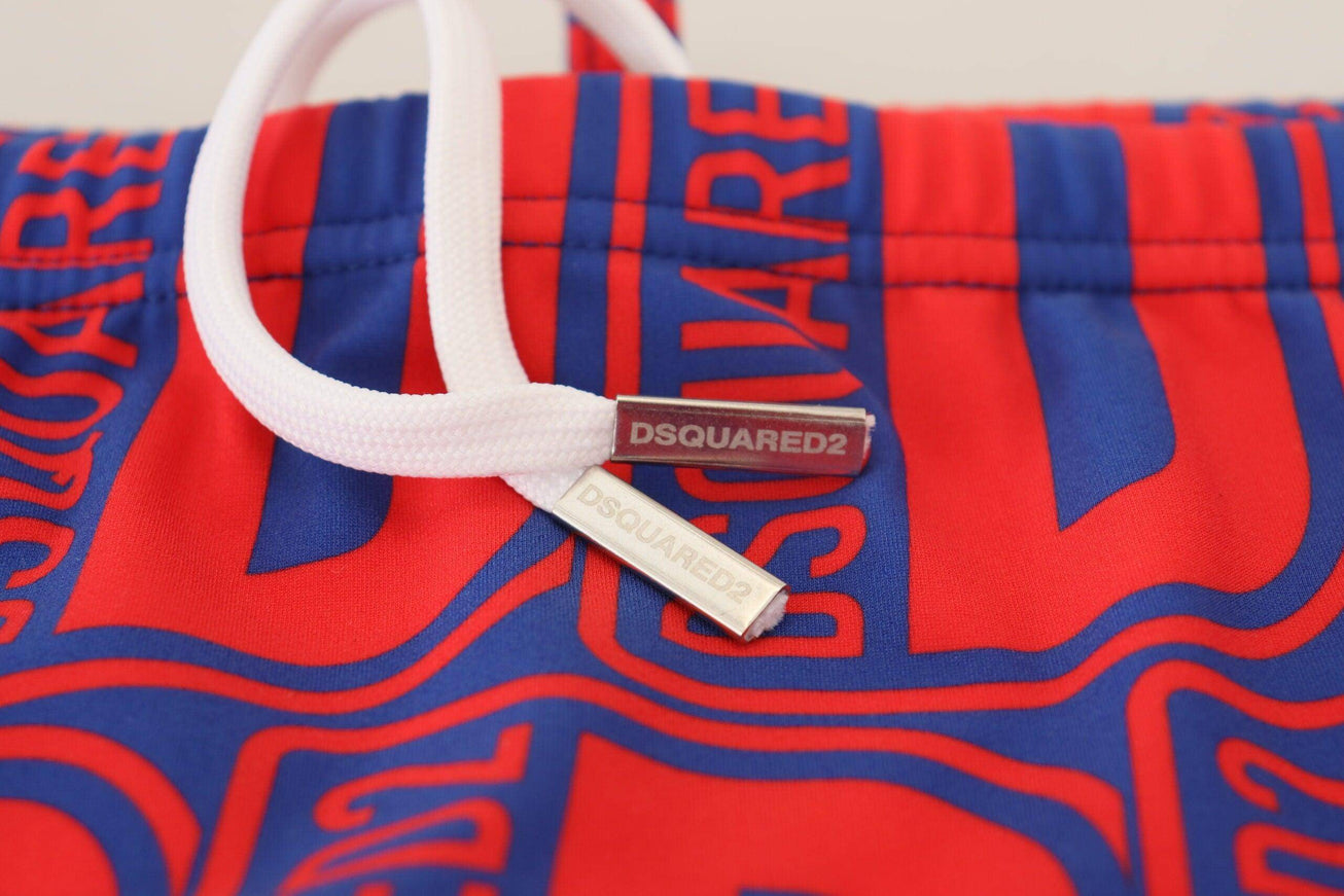 Dsquared² Red Blue Logo Printed Men Swim Brief Swimwear - Ellie Belle