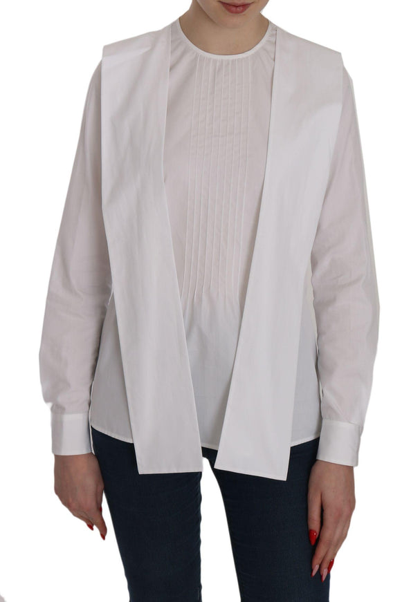 Dsquared² White Crew Neck Long Sleeve Cotton Blouse