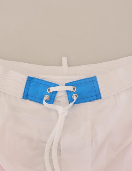 Dsquared² White Pink Logo Print Men Beachwear Shorts Swimwear - Ellie Belle