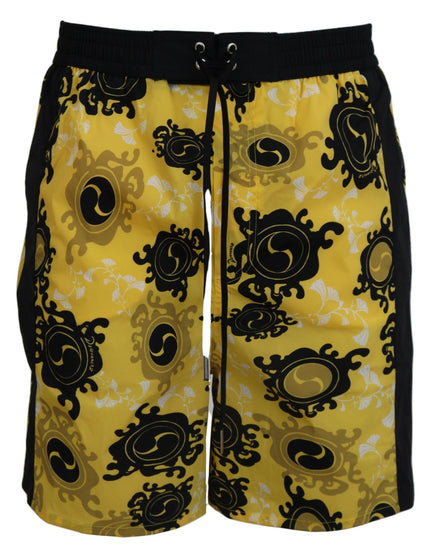 Dsquared² Yellow Black Printed Men Beachwear Shorts Swimwear - Ellie Belle