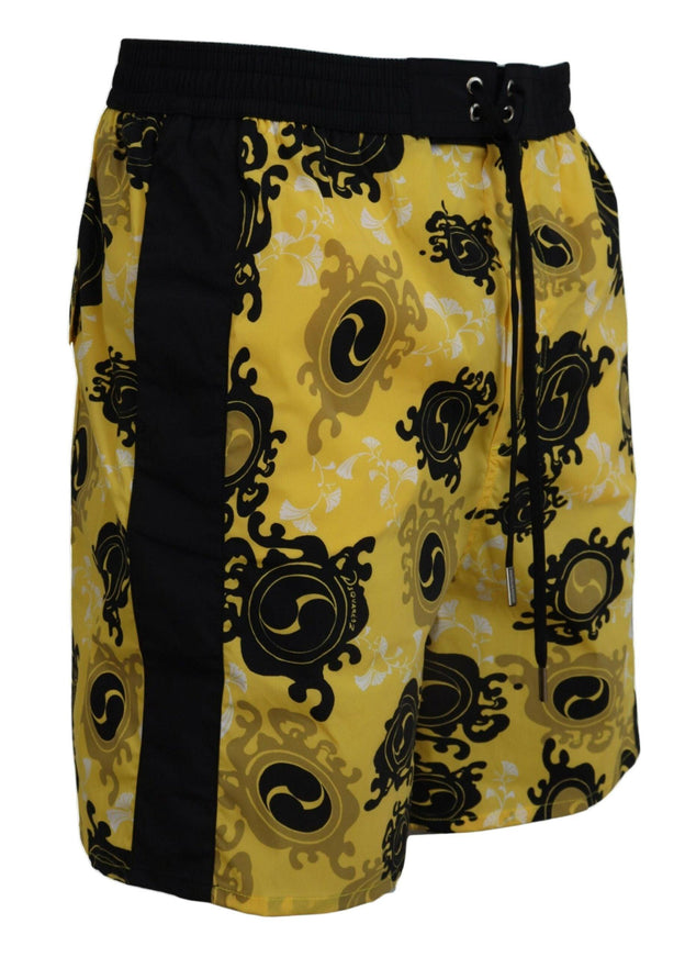 Dsquared² Yellow Black Printed Men Beachwear Shorts Swimwear - Ellie Belle