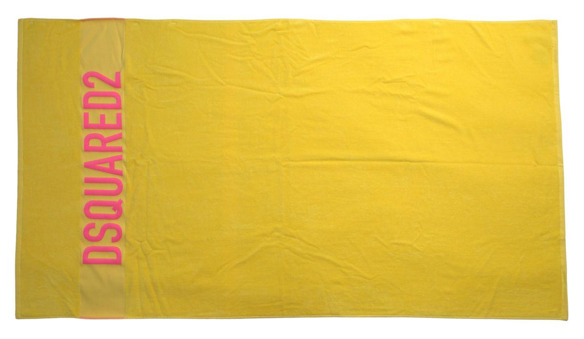 Dsquared² Yellow Logo Print Cotton Soft Unisex Beach Towel - Ellie Belle