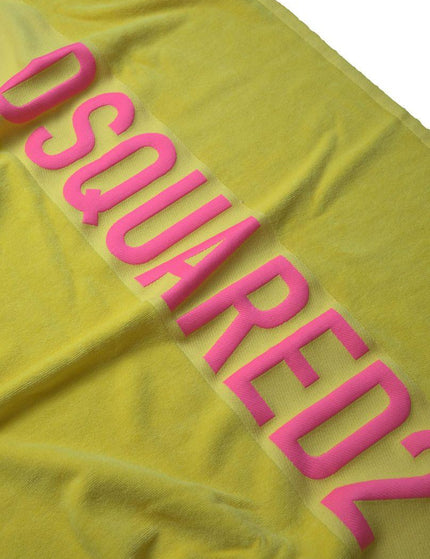 Dsquared² Yellow Logo Print Cotton Soft Unisex Beach Towel - Ellie Belle