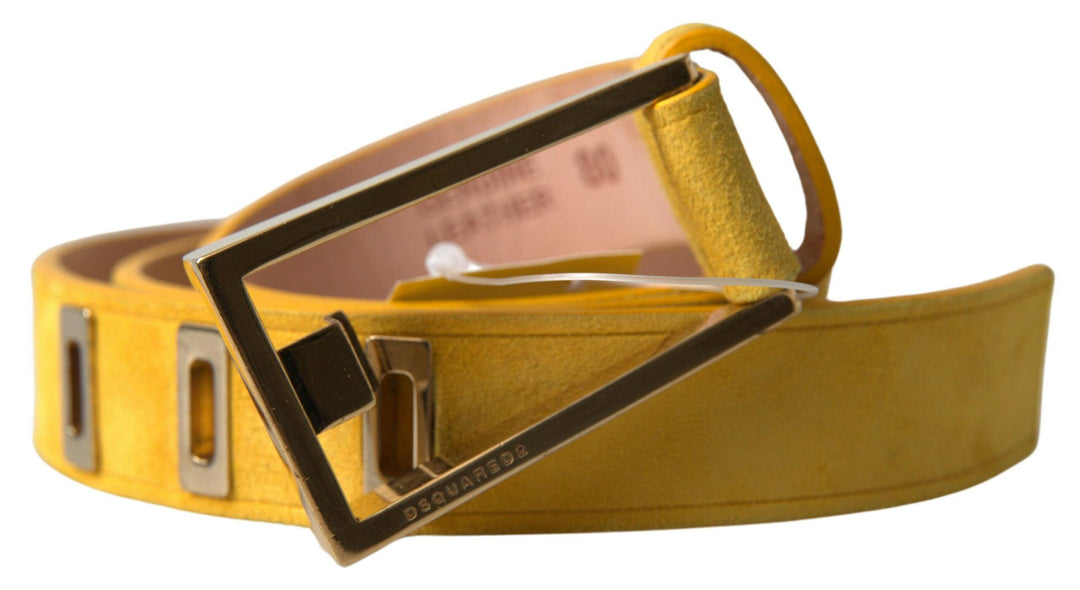 Dsquared² Yellow Suede Leather Silver Metal Buckle Belt - Ellie Belle