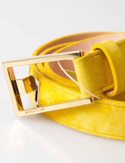 Dsquared² Yellow Suede Leather Silver Metal Buckle Belt - Ellie Belle